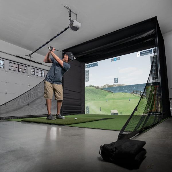 Midwest Golf Innovations - Carl's Place DIY C-Series Golf Simulator Enclosure Kit with Baffles in a Garage