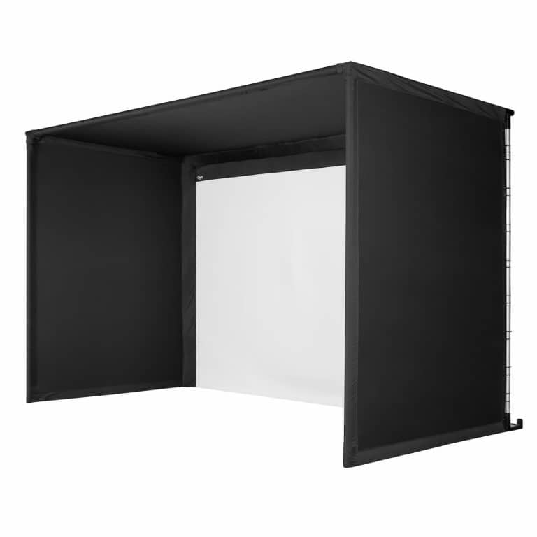 Midwest Golf Innovations - Carl's Place C-Series Pro Golf Simulator Enclosure Kit at an angle